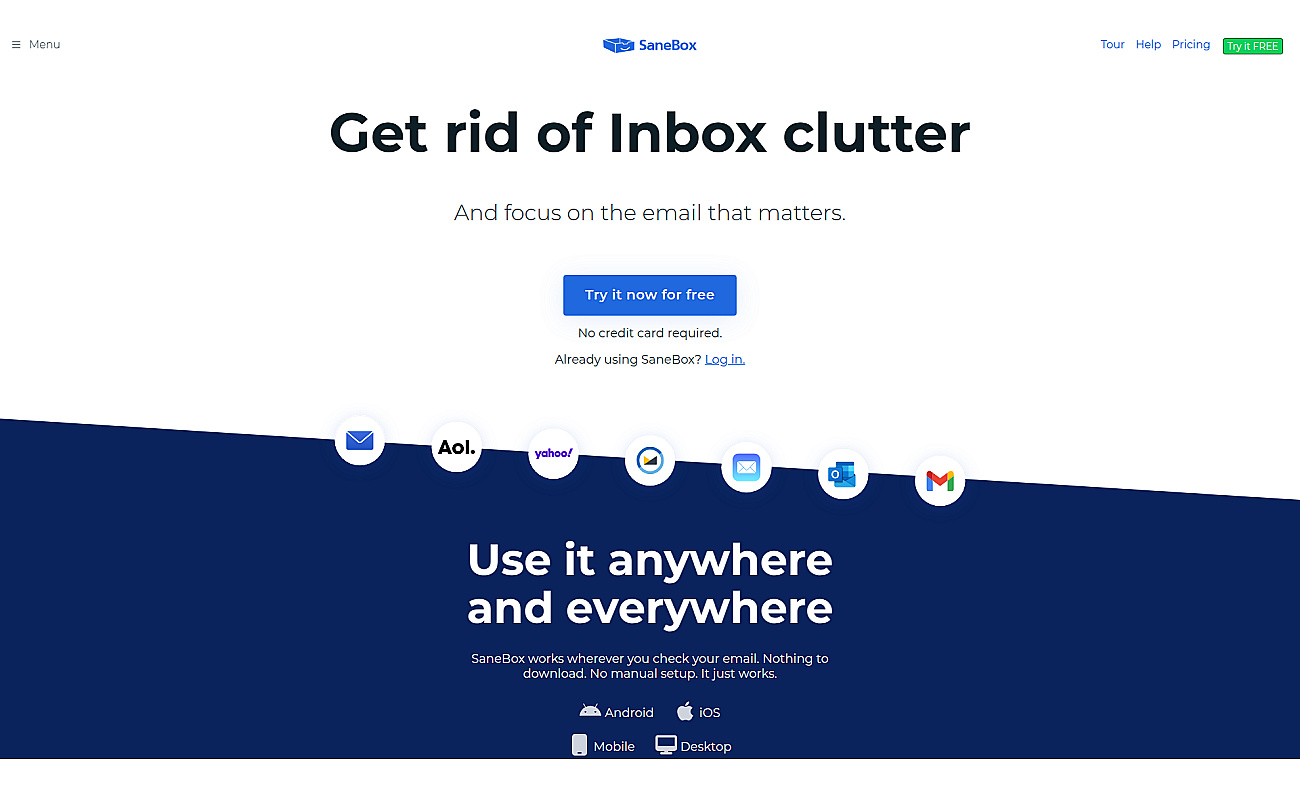 SaneBox screenshot
