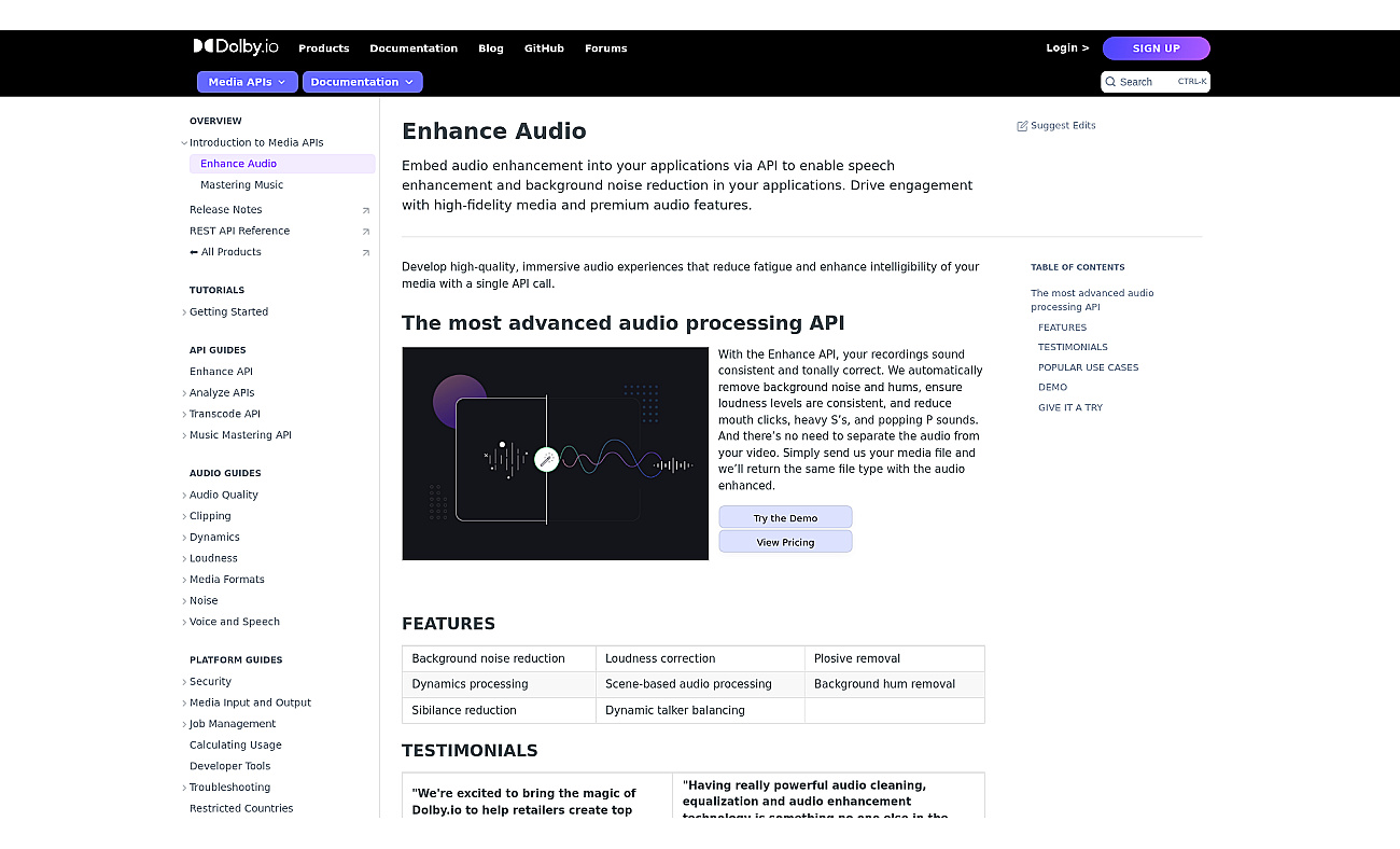 Dolby.io screenshot