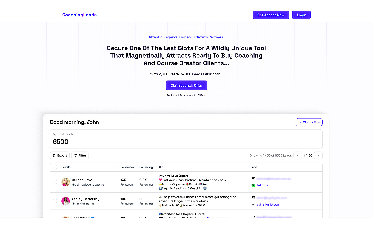 coachingleads.io screenshot
