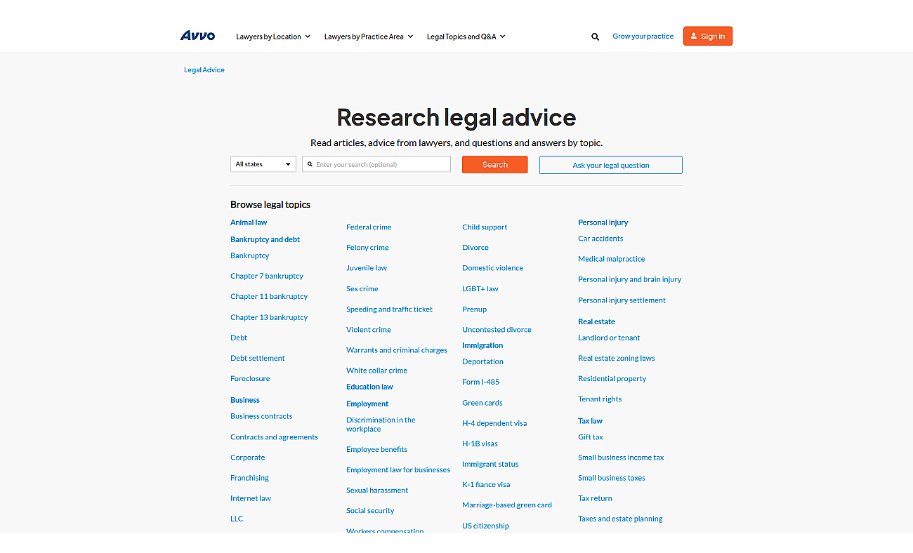 Avvo Smart Legal Assistant screenshot