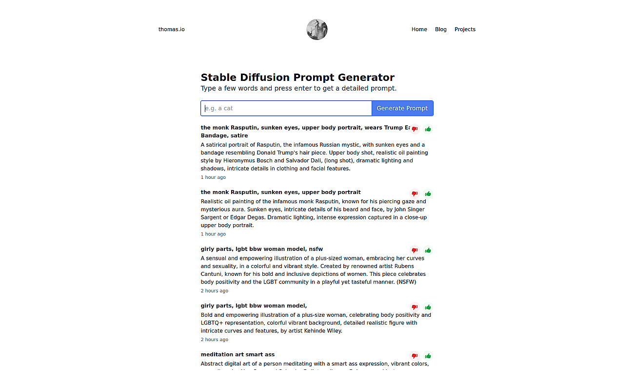 Stable Diffusion Prompt Generator screenshot