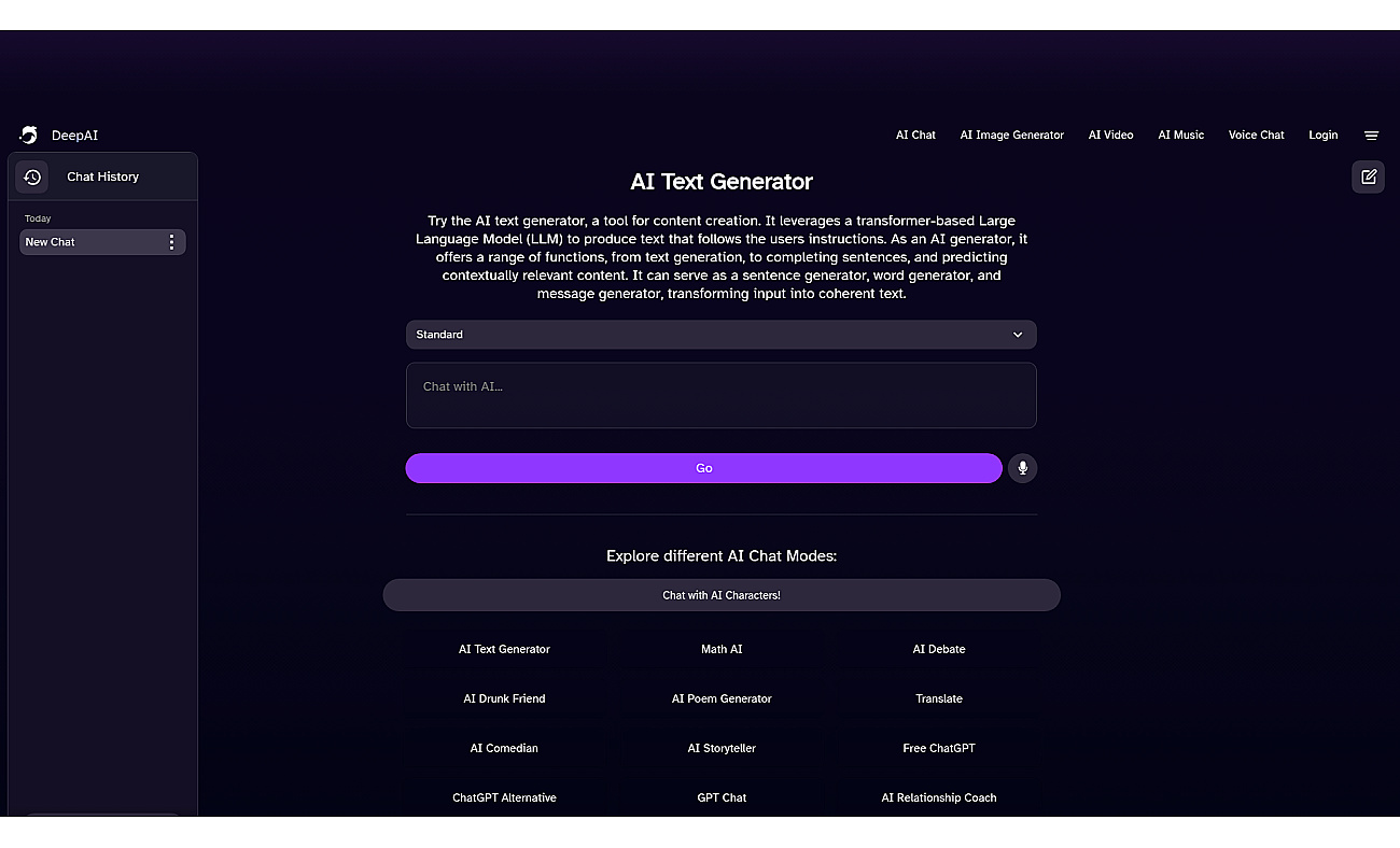 DeepAI Text Generator screenshot