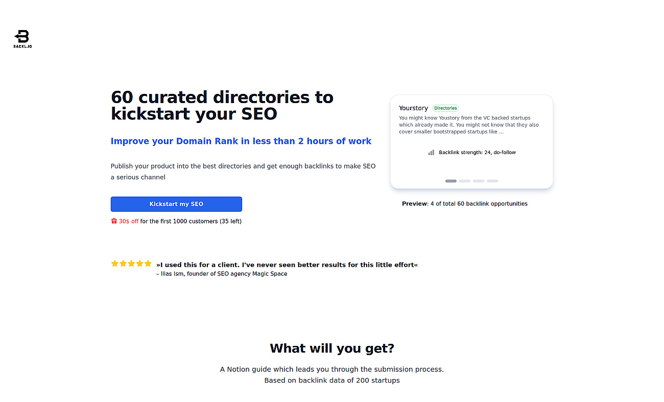 backl.io backlink builder screenshot