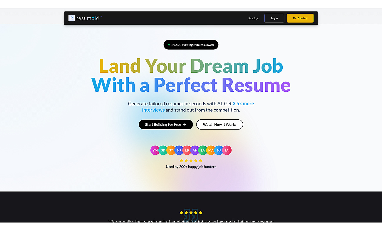 Resumaidpro screenshot