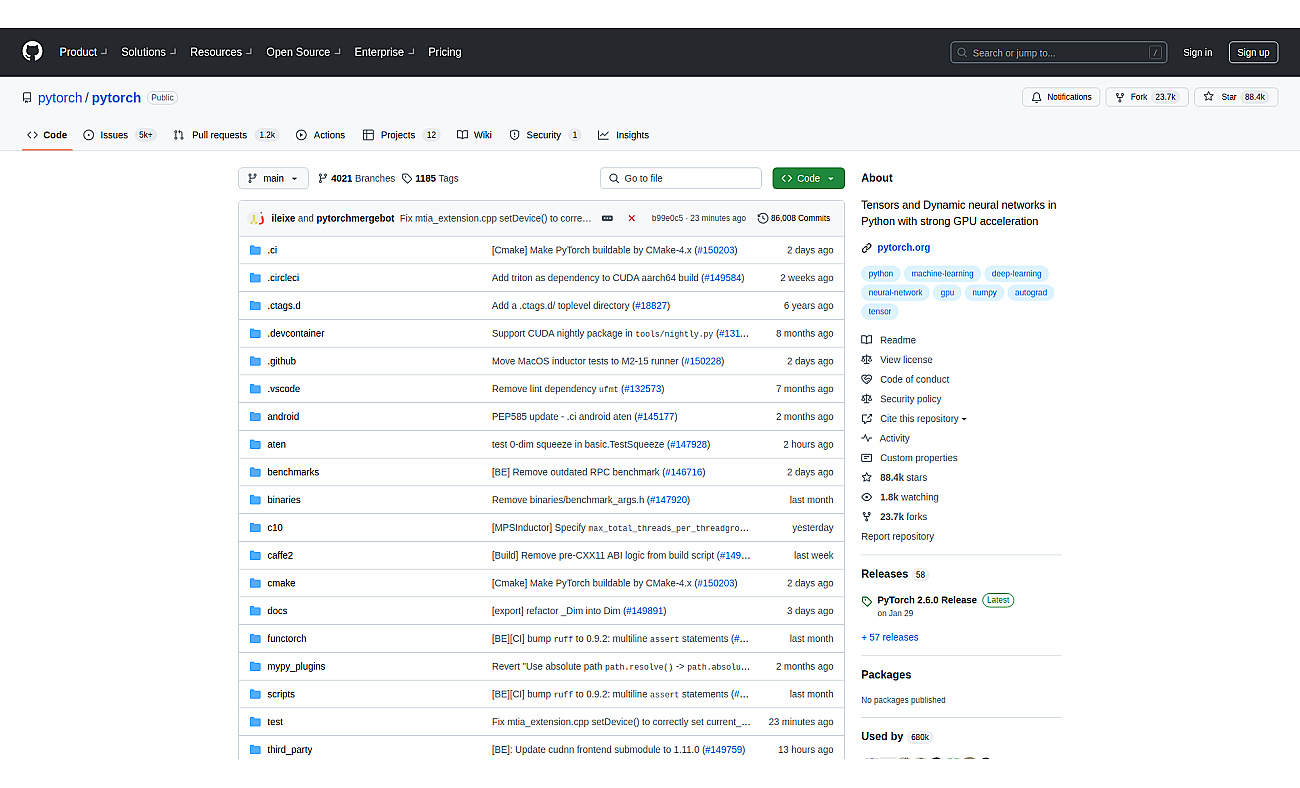 PyTorch screenshot