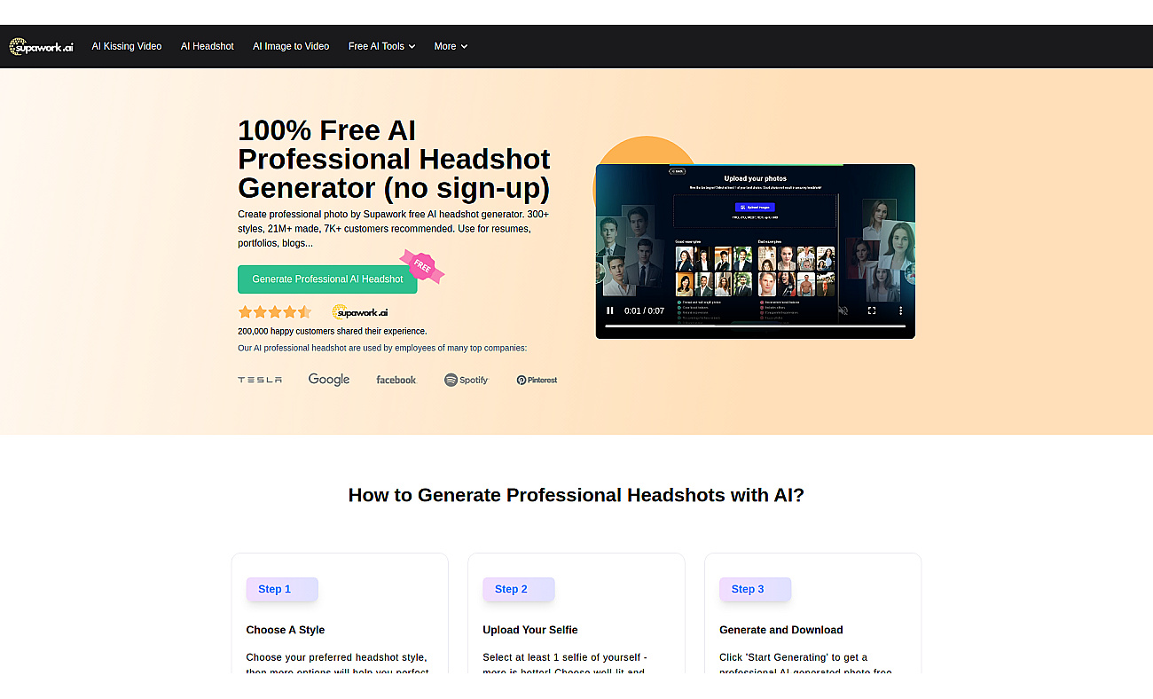 Supawork AI Headshot Generator screenshot