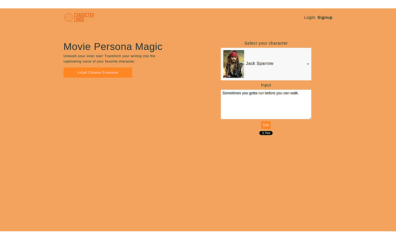 Character lingo screenshot
