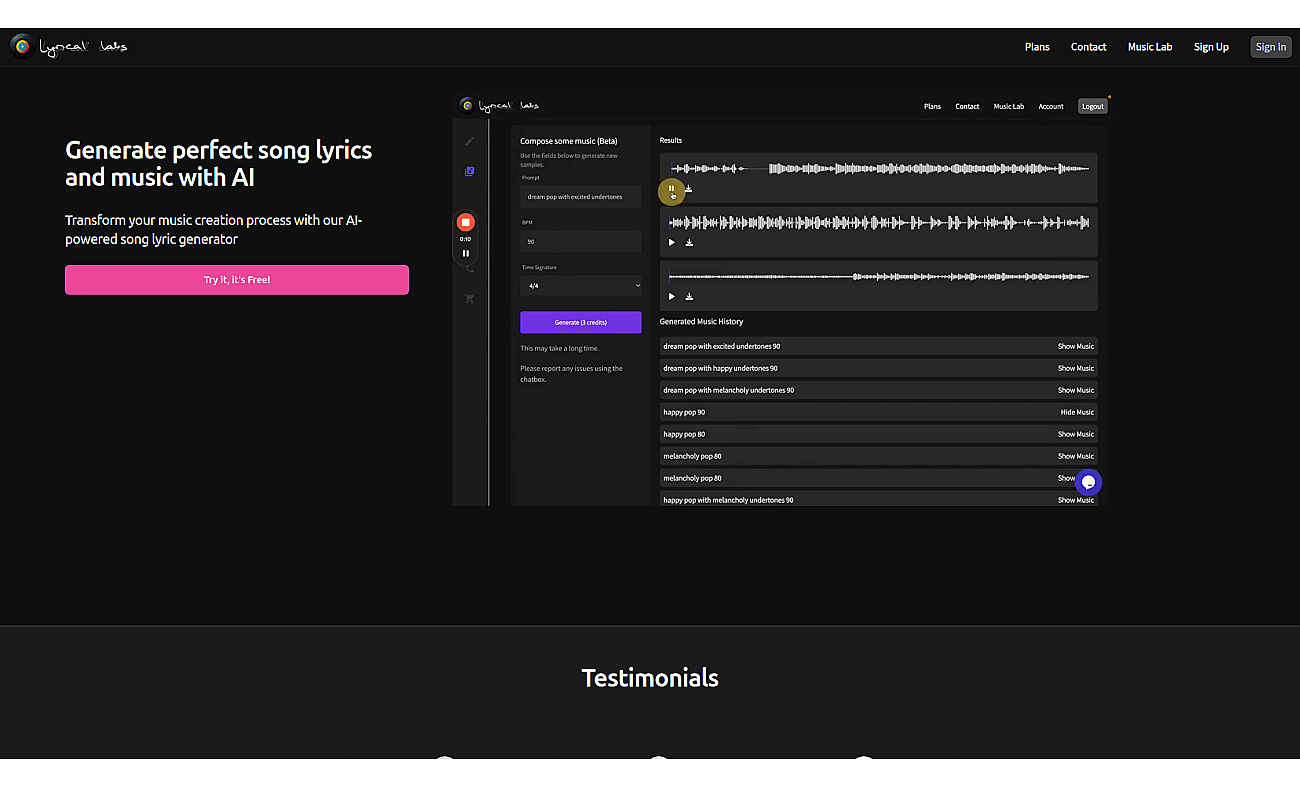 Lyricallabs screenshot