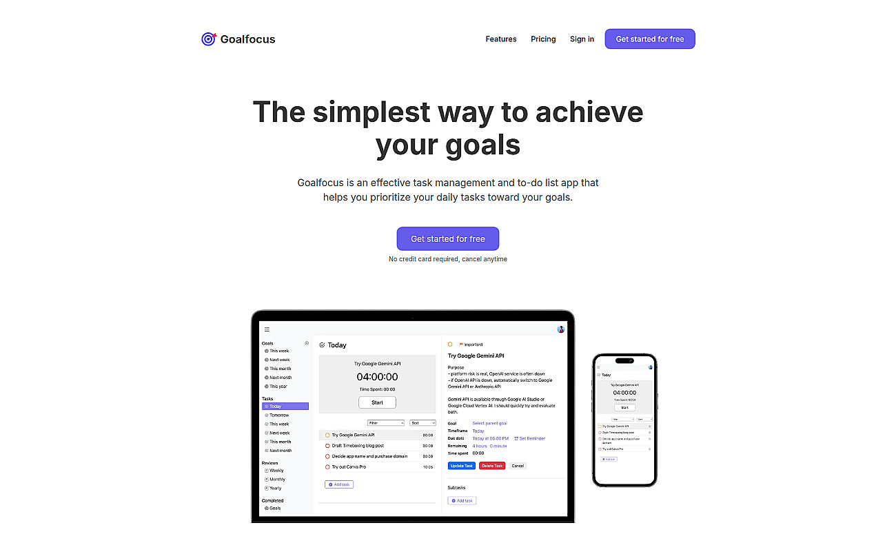 GoalFocus screenshot