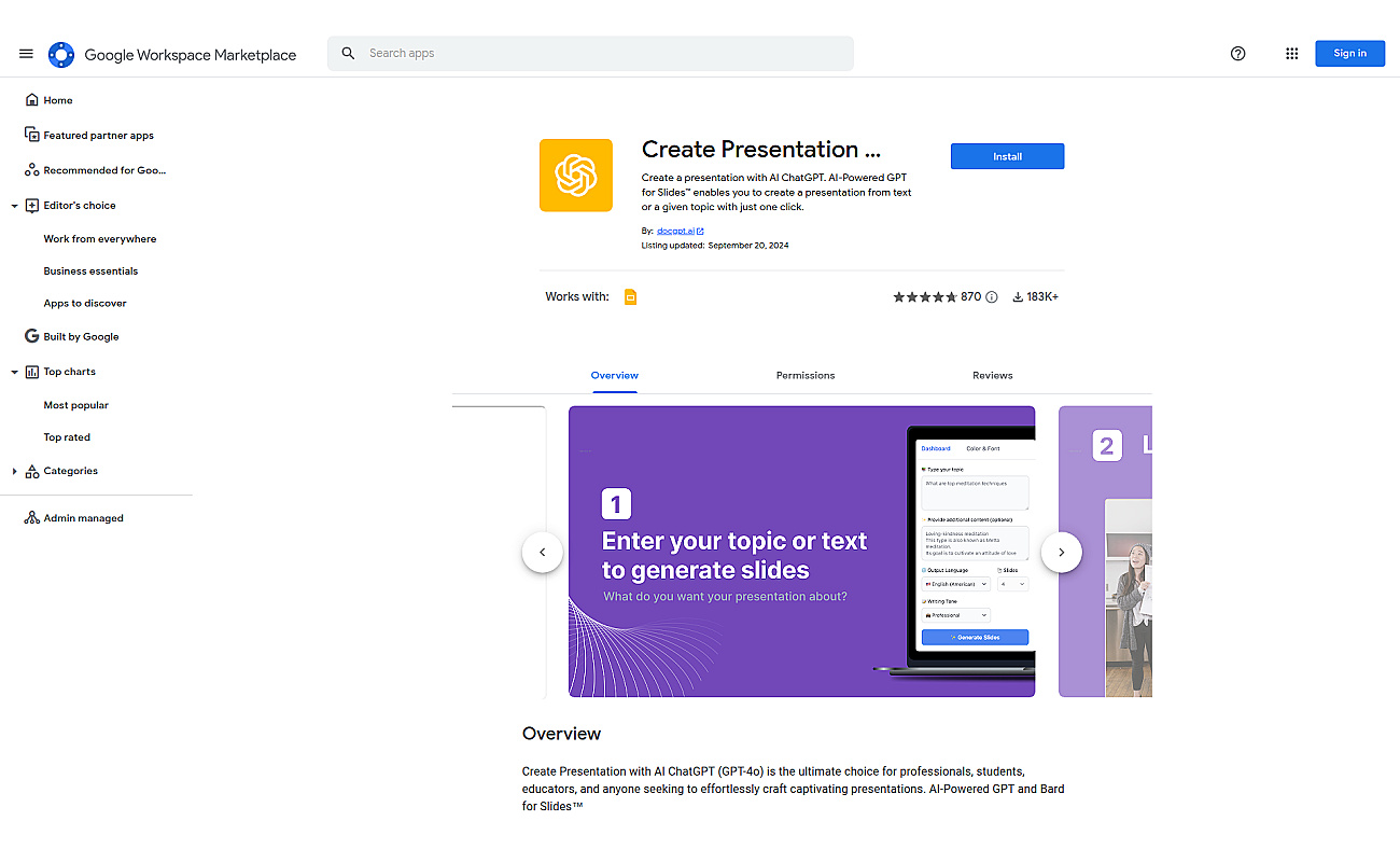 AI GPT for Slides screenshot