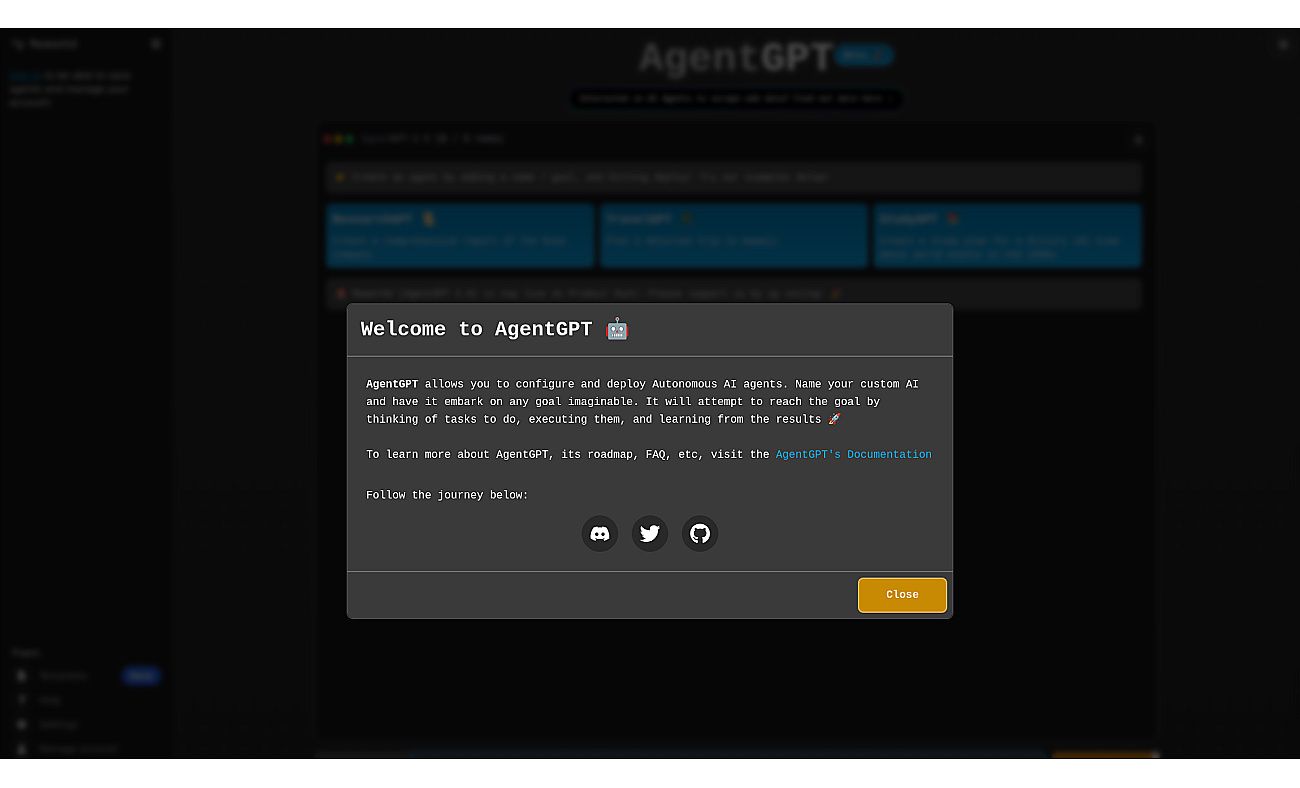 AgentGPT screenshot