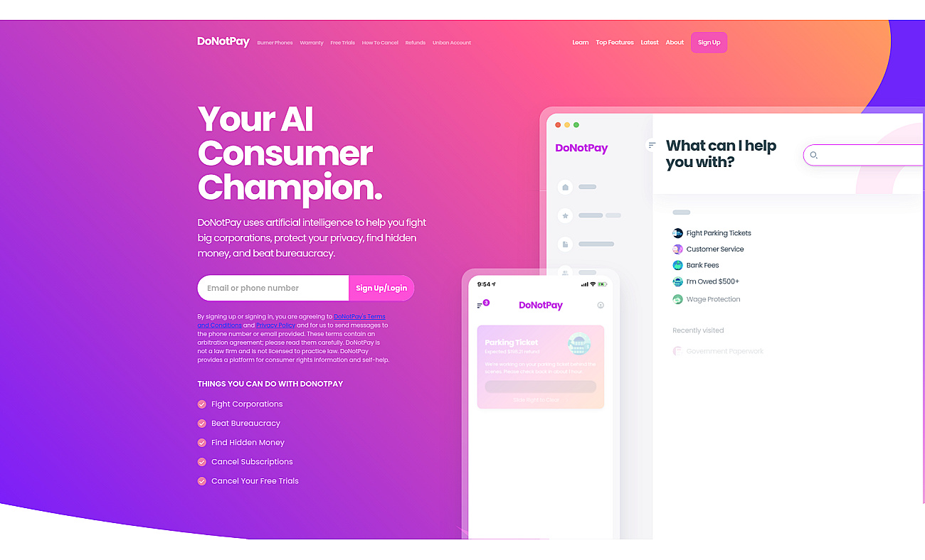 DoNotPay screenshot