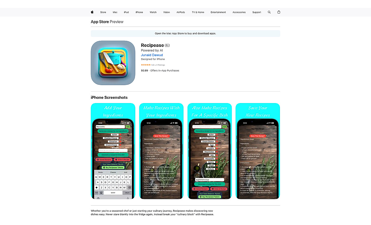 Recipease screenshot
