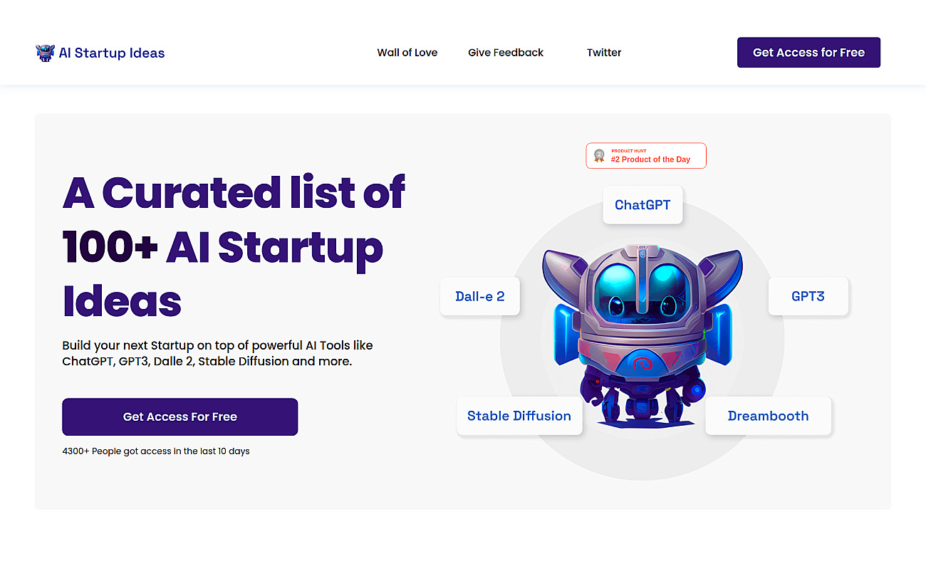 100+ AI Startup Ideas screenshot