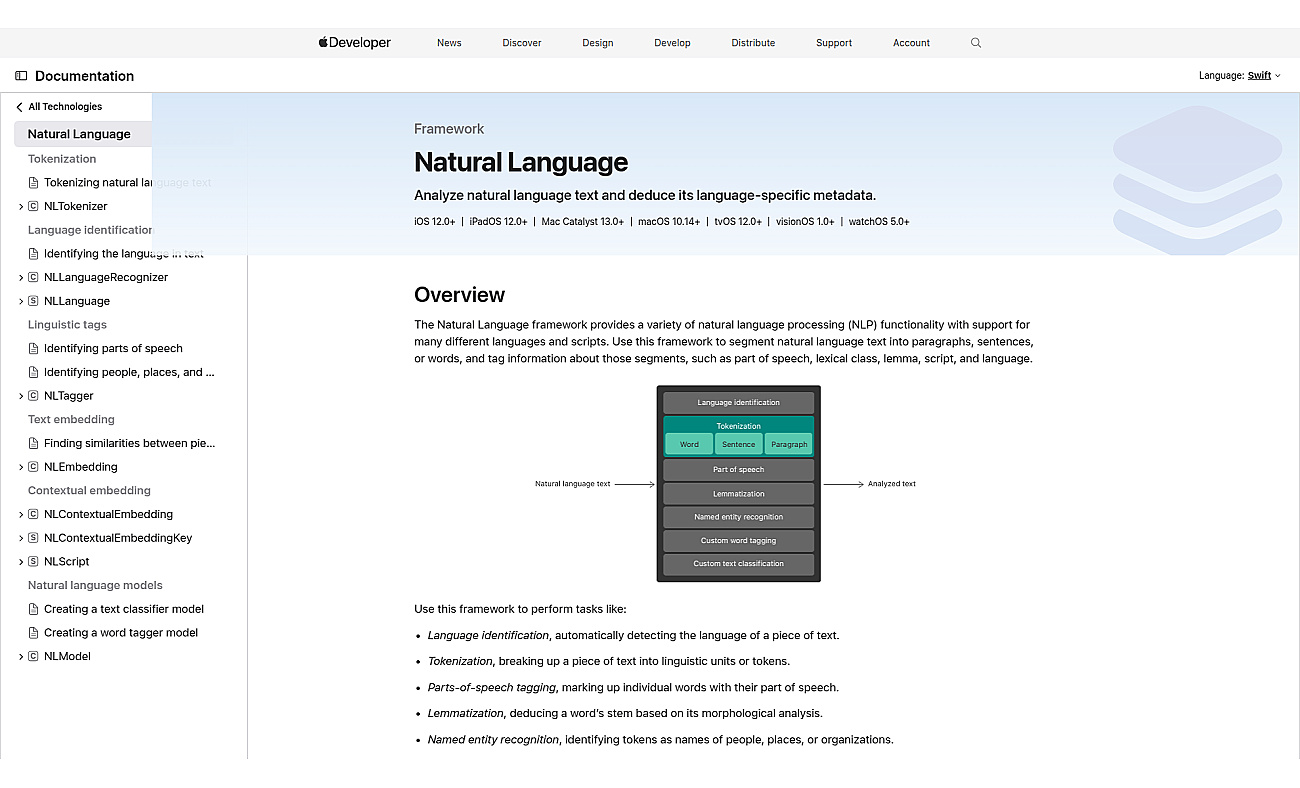 Apple Natural Language screenshot