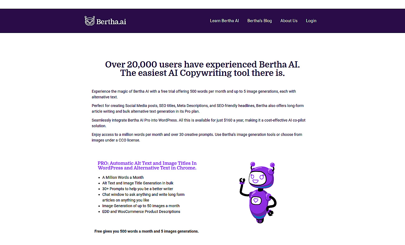 Bertha.ai screenshot