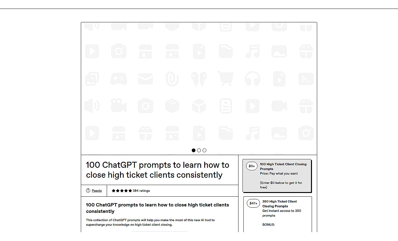 100 ChatGPT High-Ticket Prompts Bundle screenshot