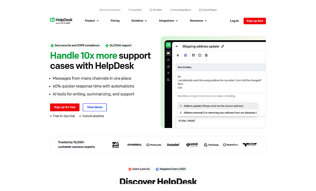 Helpdesk screenshot