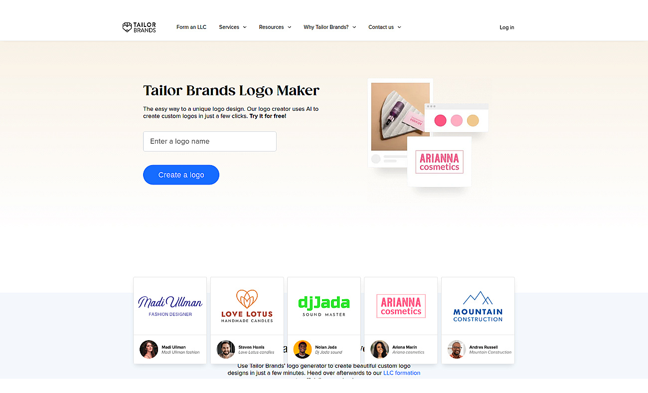 Tailor Brands screenshot