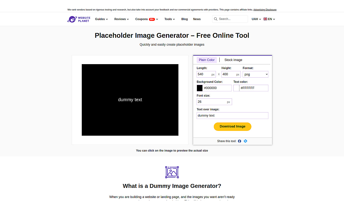 Website Planet screenshot