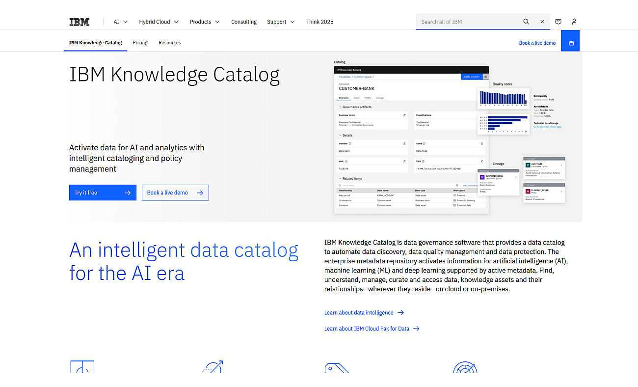 IBM Watson Knowledge Catalog screenshot