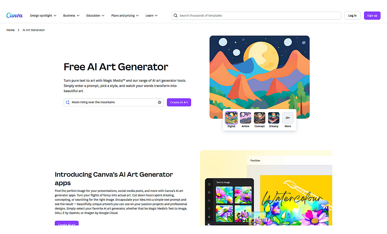 AI Art Generator | Canva screenshot