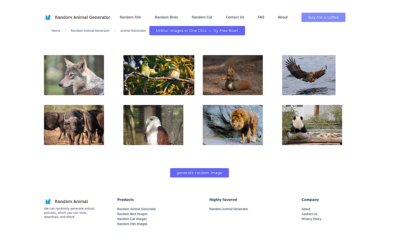 random animal generator screenshot