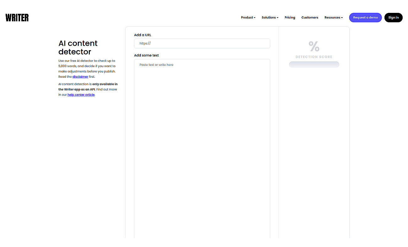 Writer’s AI Content Detector screenshot