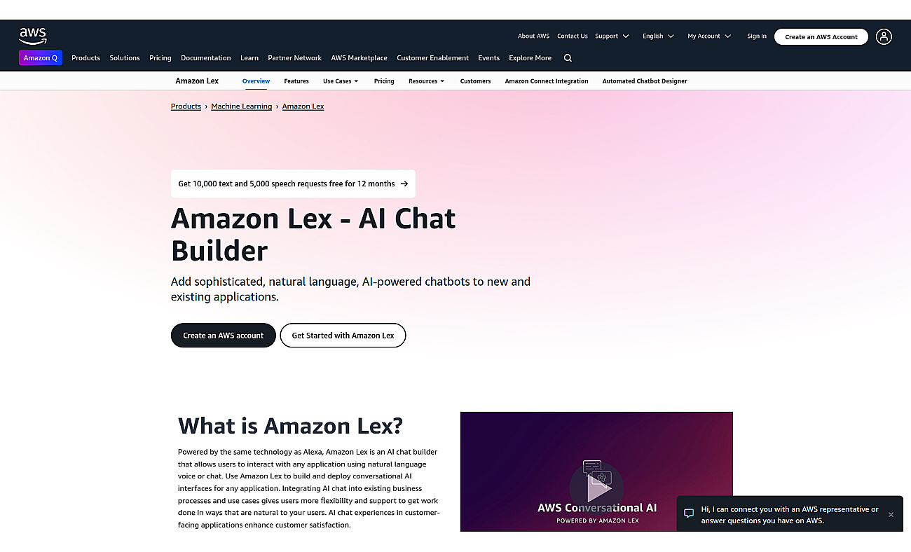 AWS Lex screenshot