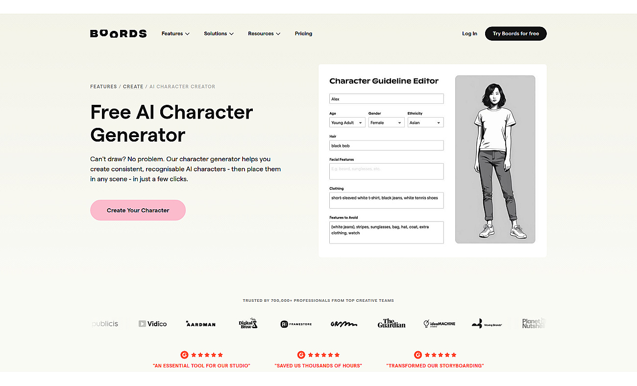 Boords - Character Generator screenshot