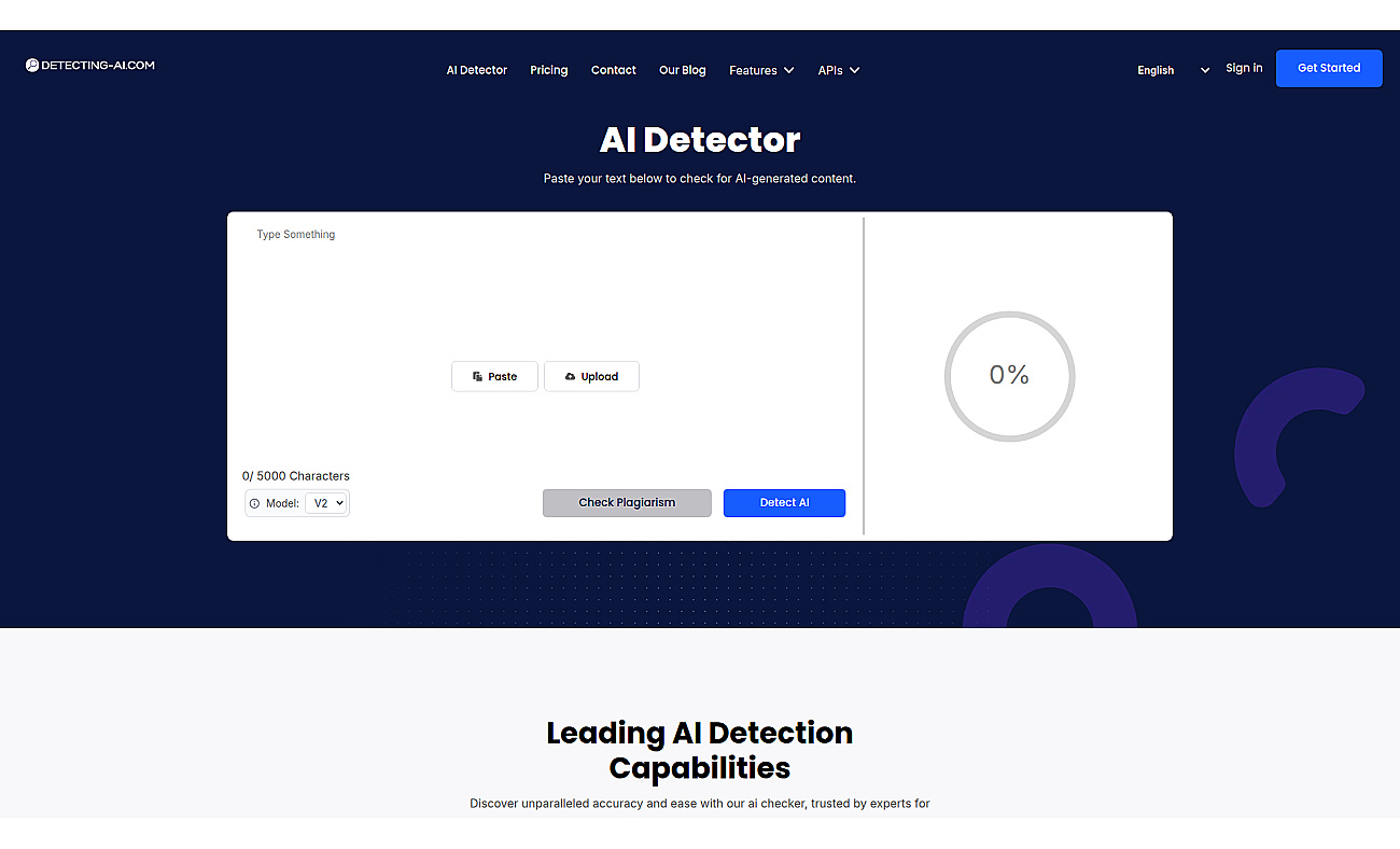 Detecting-AI.com screenshot
