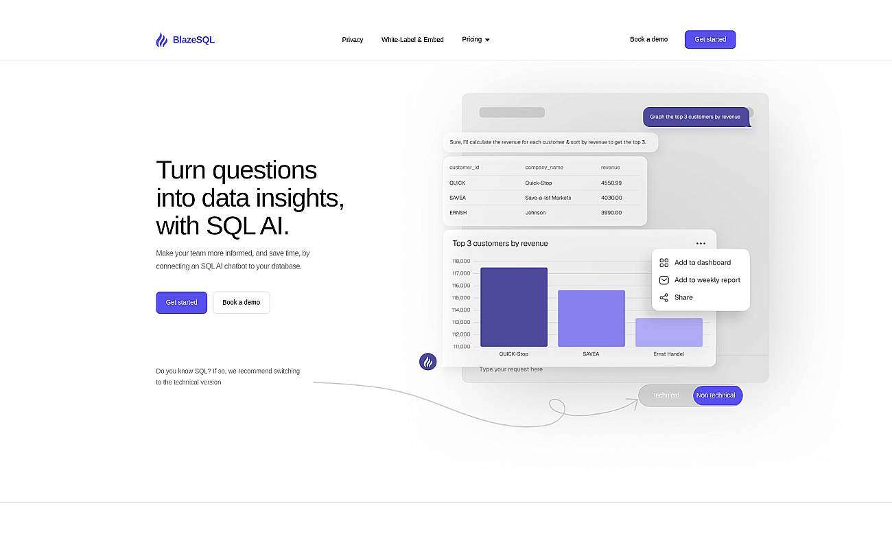 BlazeSQL screenshot
