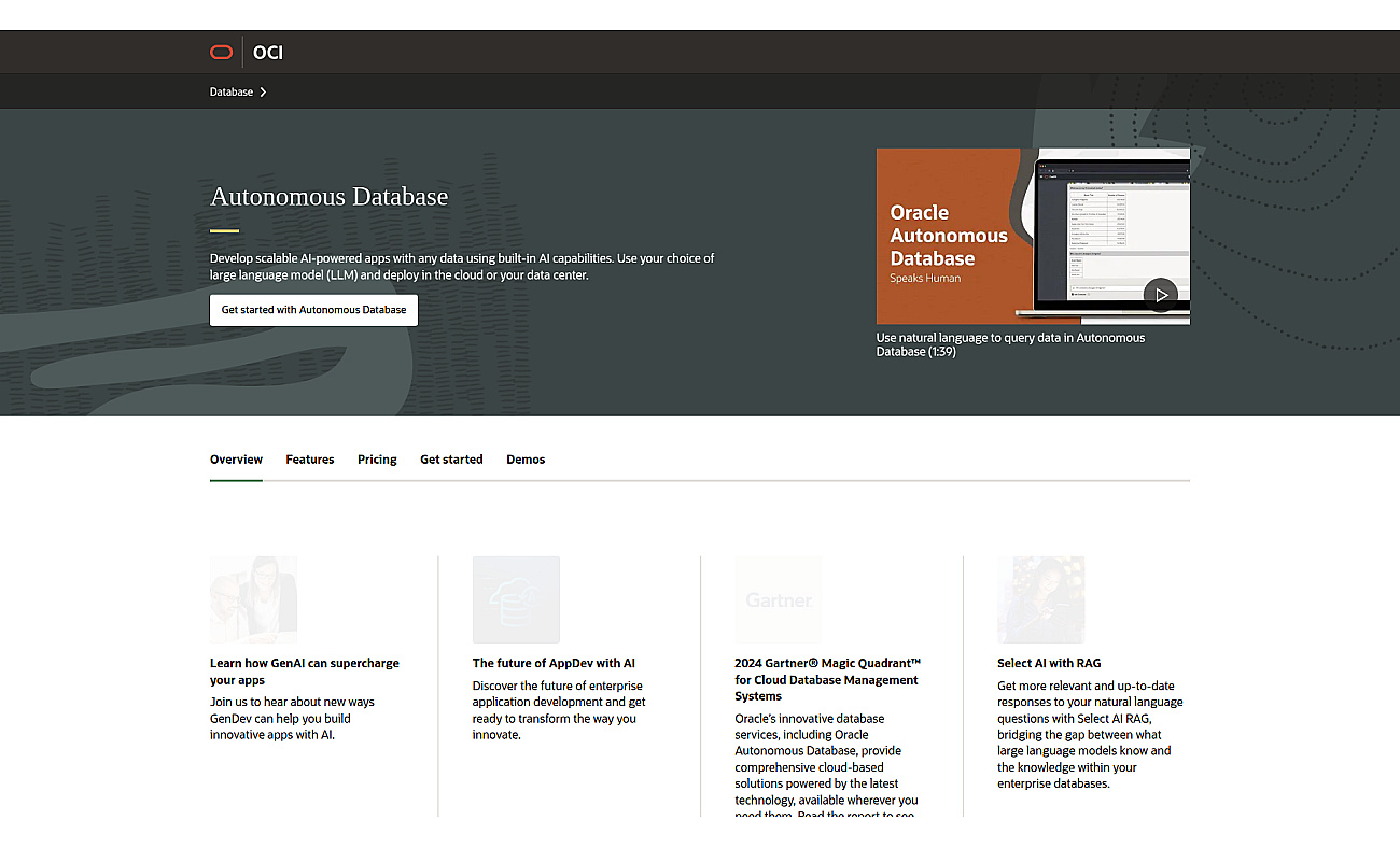 Oracle Autonomous Database screenshot