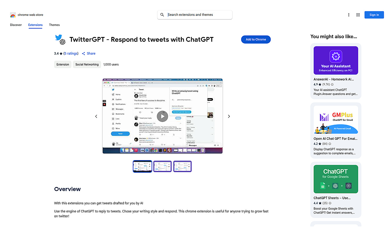 TwitterGPT Chrome Extension screenshot
