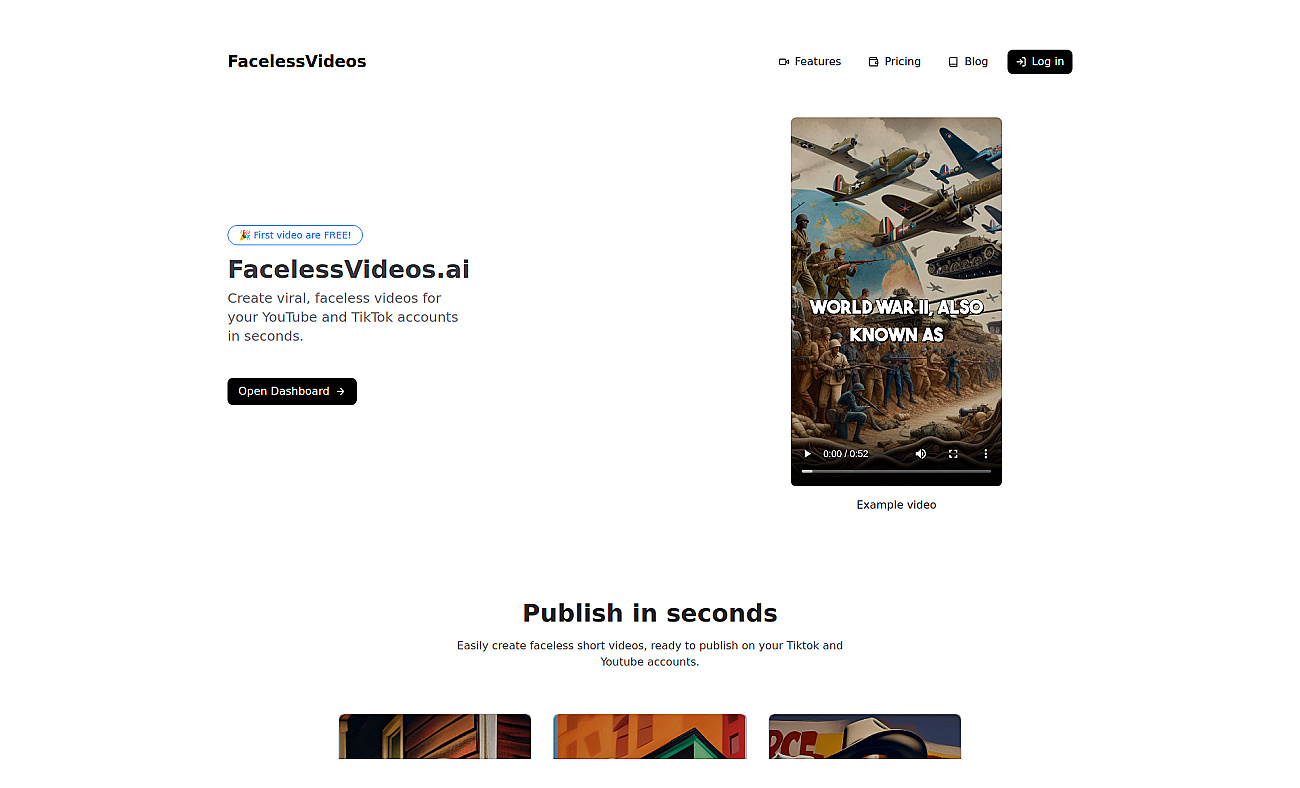 FacelessVideos.AI screenshot