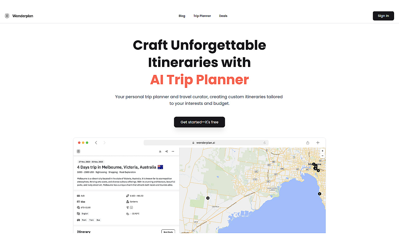 Wonderplan screenshot
