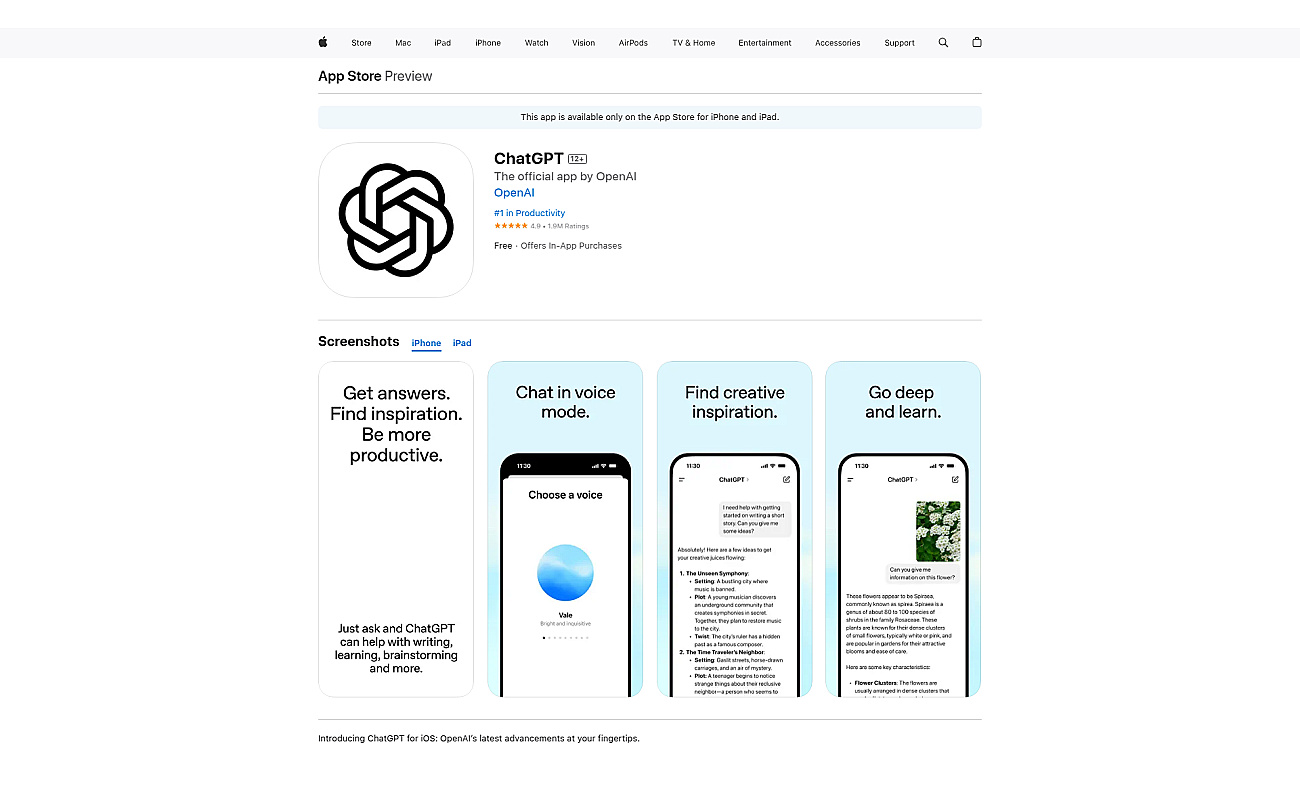 ChatGPT APP screenshot