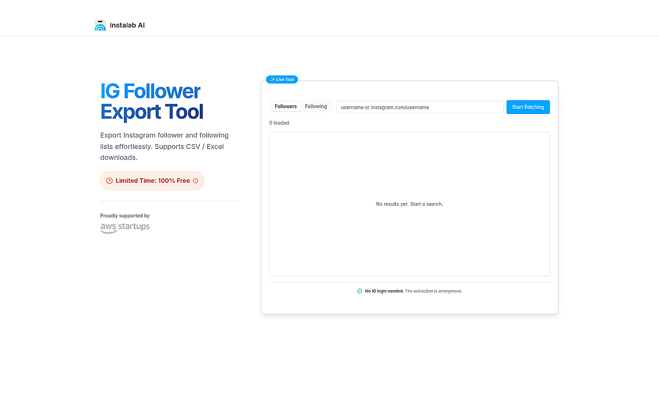 IG Follower Export Tool by Instalab AI screenshot