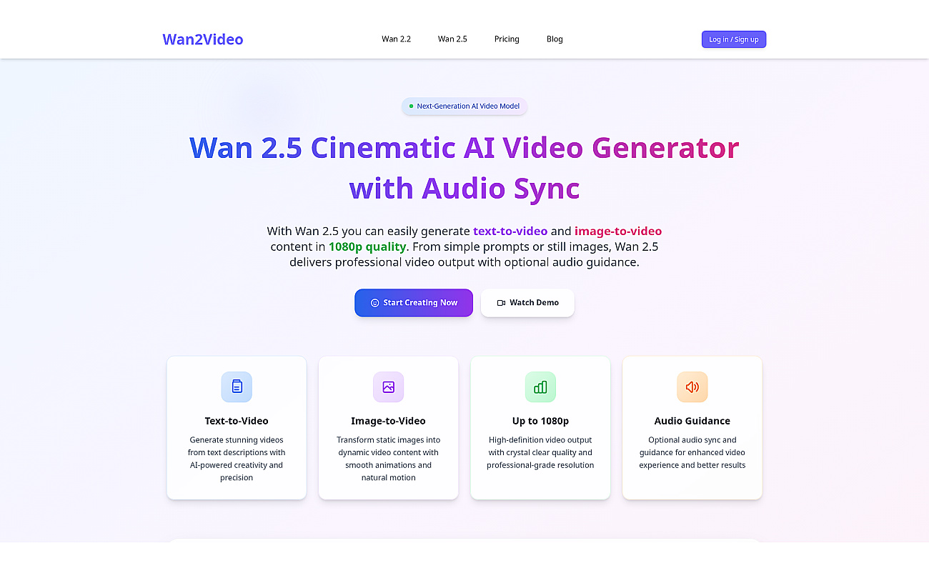 Wan 2.5 AI Video screenshot