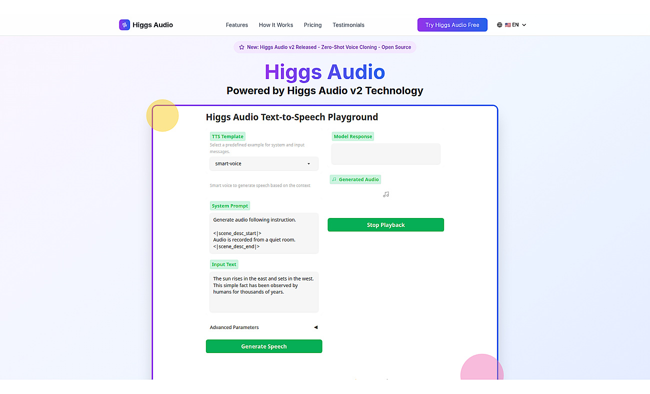 Higgs Audio screenshot
