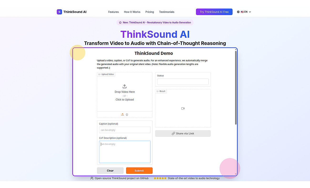 ThinkSound AI screenshot